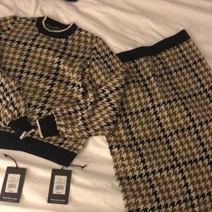 Jacquard skirt and sweater set